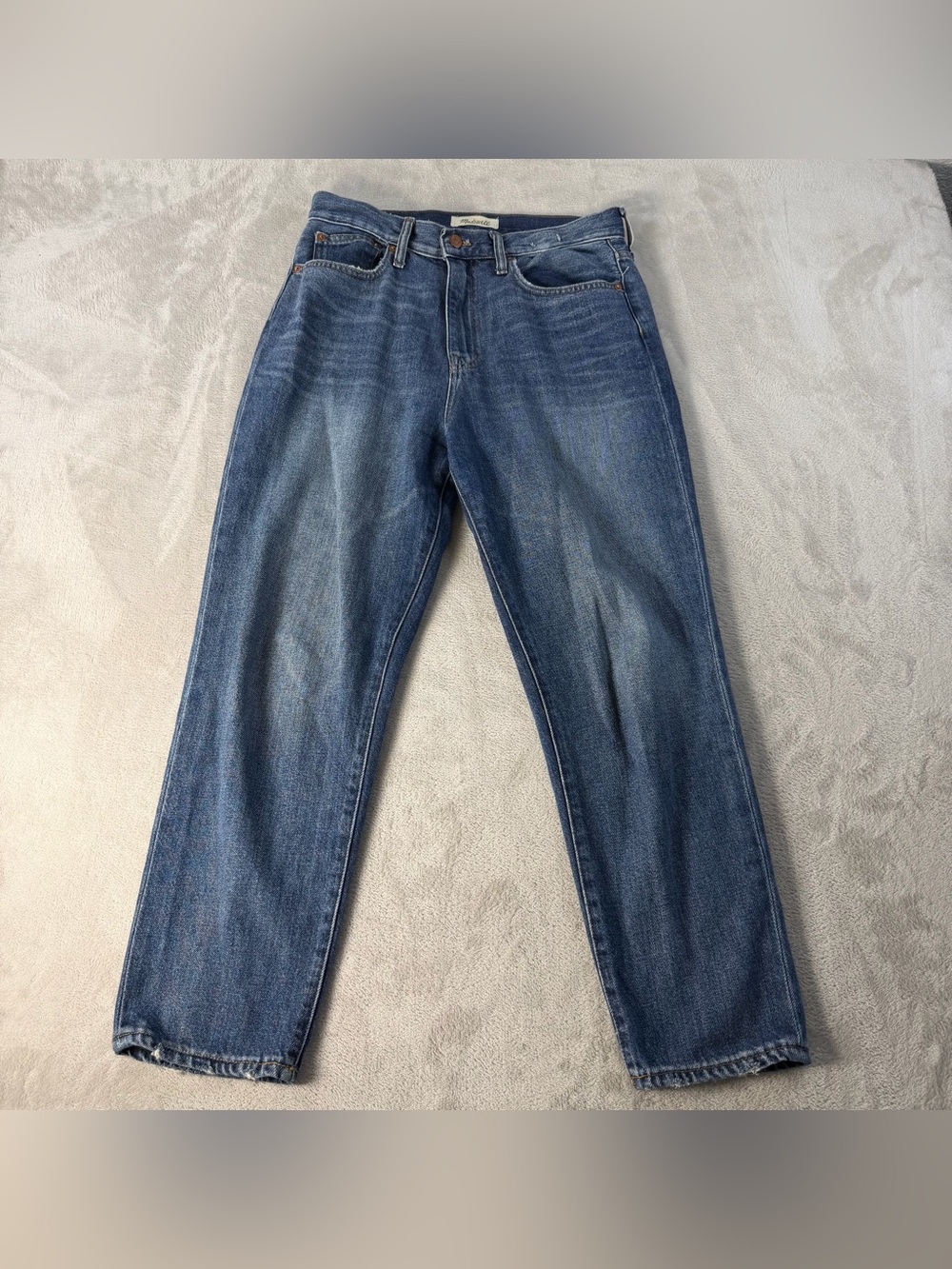 Madewell The Mom Jean Womens High Waist Tapered Denim Jeans 28 Medium Wash Blue